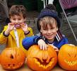 Pumpkins and carvers